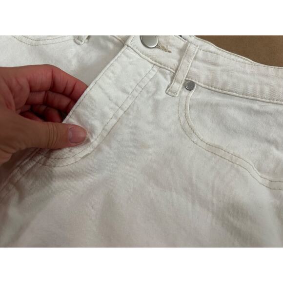 PTCL Ripped Frayed Hem Denim Miniskirt White Jean Distressed Skirt Size 27 - Picture 4 of 11